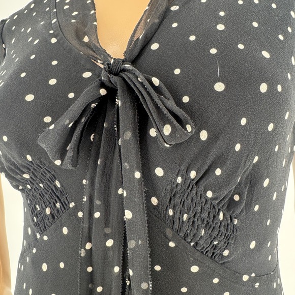 Talbots Women's Black Polka Dot 100% Silk Midi Dress Short Sleeve Size 8 - Picture 15 of 16